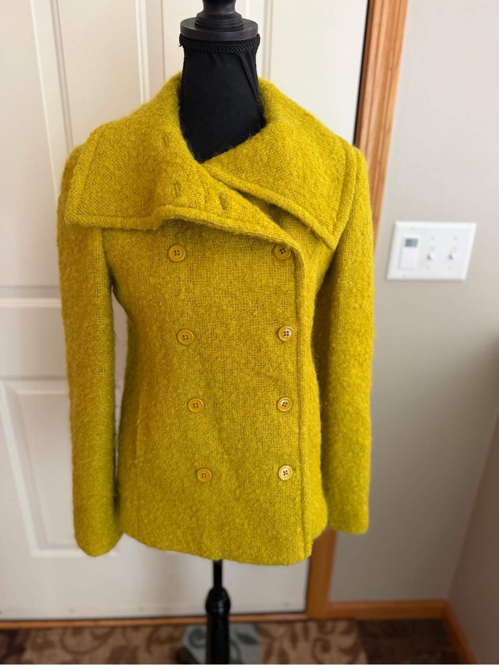 J. Crew Lucille Boucle’ mohair wool blend double breasted pea coat. Size 2